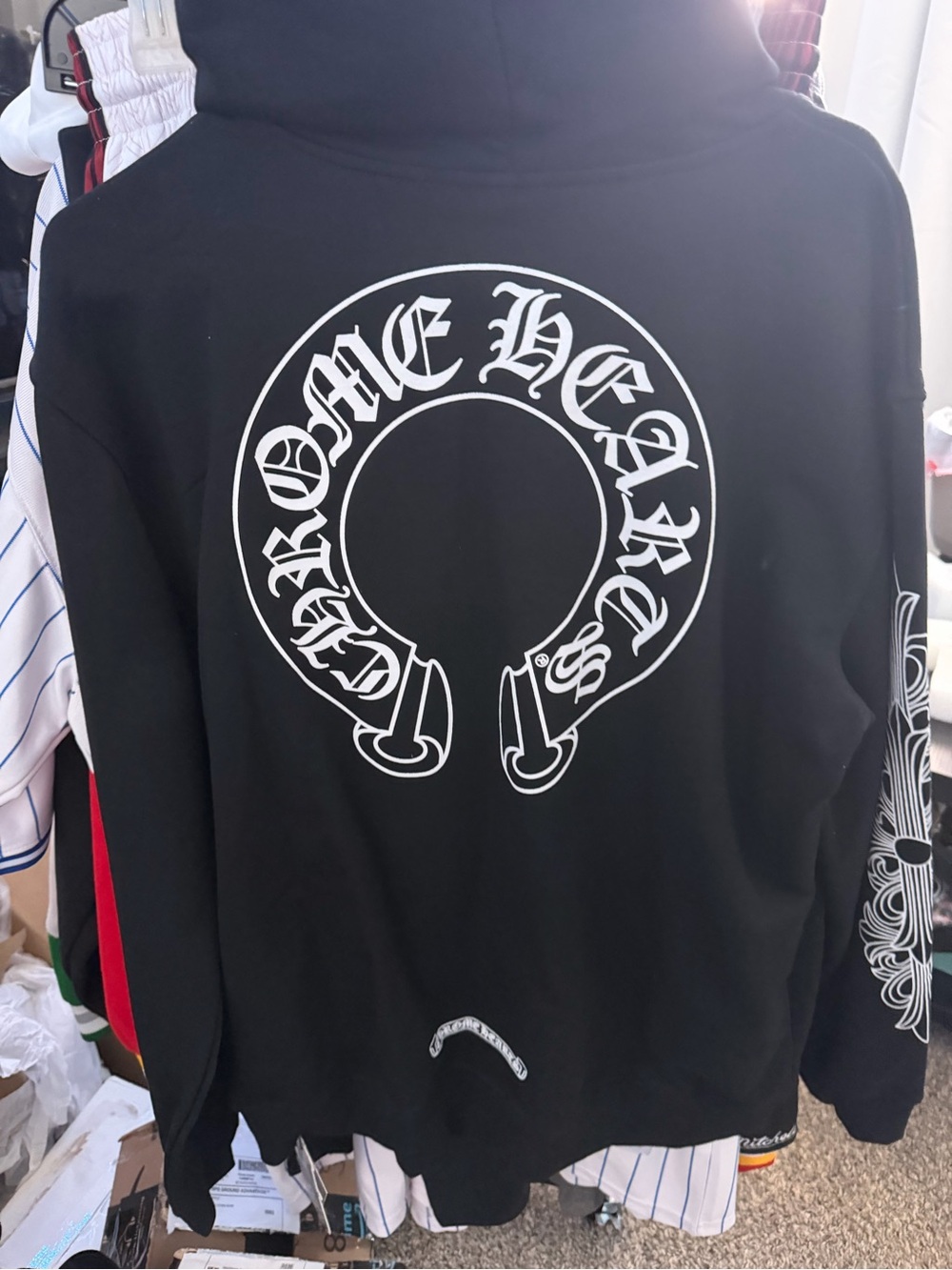 Ch Black Hoodie with White Logo Print size medium